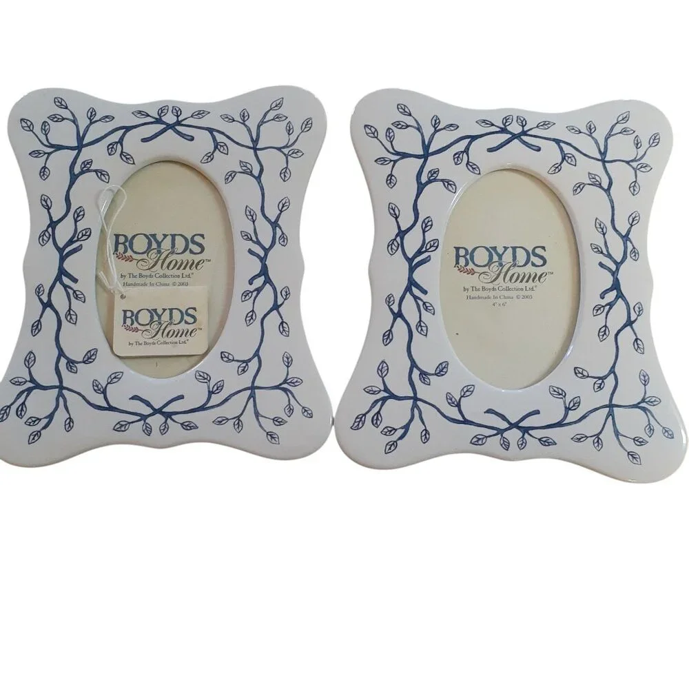 Boyds at Home Collection Chintz Stoneware Picture Frames Floral Design 2 NEW